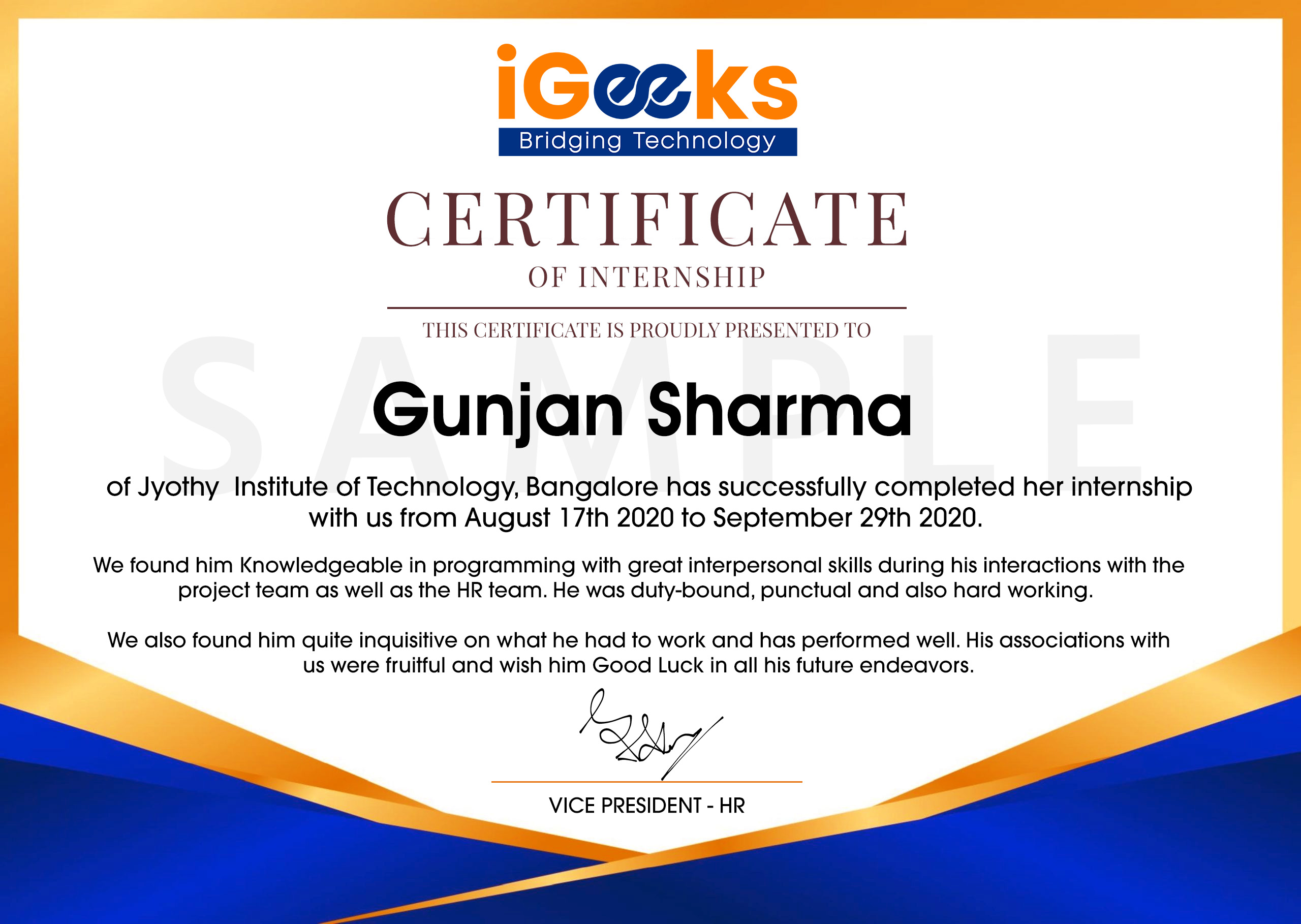 Igeeks is India's no.1 internship platform with 5000+ internships.